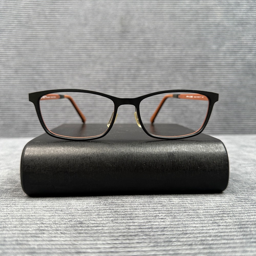 Plasta Human PH 015 Y2k Eyeglasses Black Orange Rectangle Frames 55-17-140 Korea